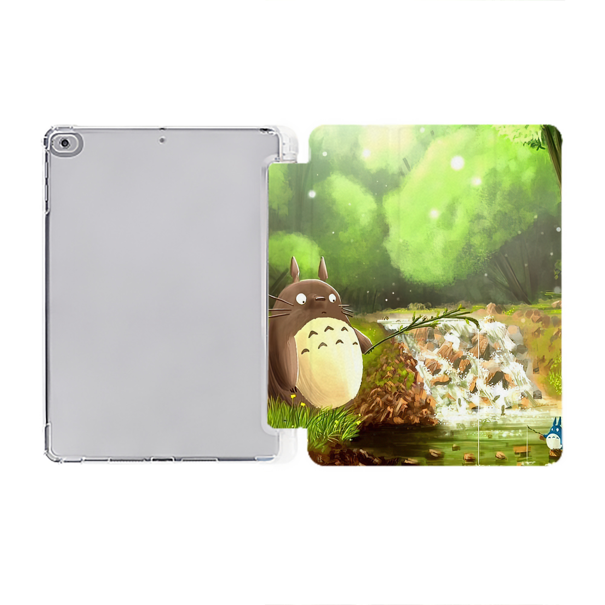 （画像用） となりのトトロ 草壁メイ 草壁サツキ My Neighbor Totoro Satsuki Kusakabe Mei Kusakabe IPad ケース ペン収納付き 三つ折りスタンド PUレザー×シリコン 対応機種9.5/10.5/10.9インチ
